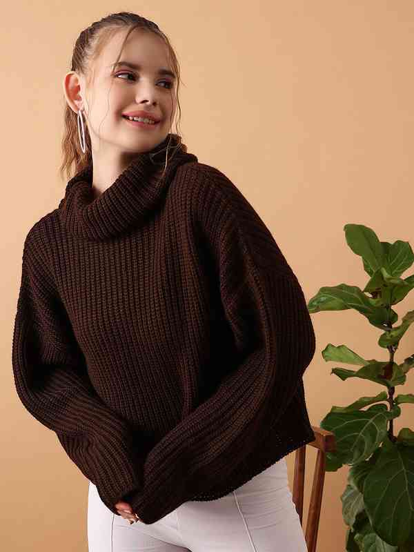  STREET 9 Ribbed Turtle Neck Acrylic Pullover Sweater