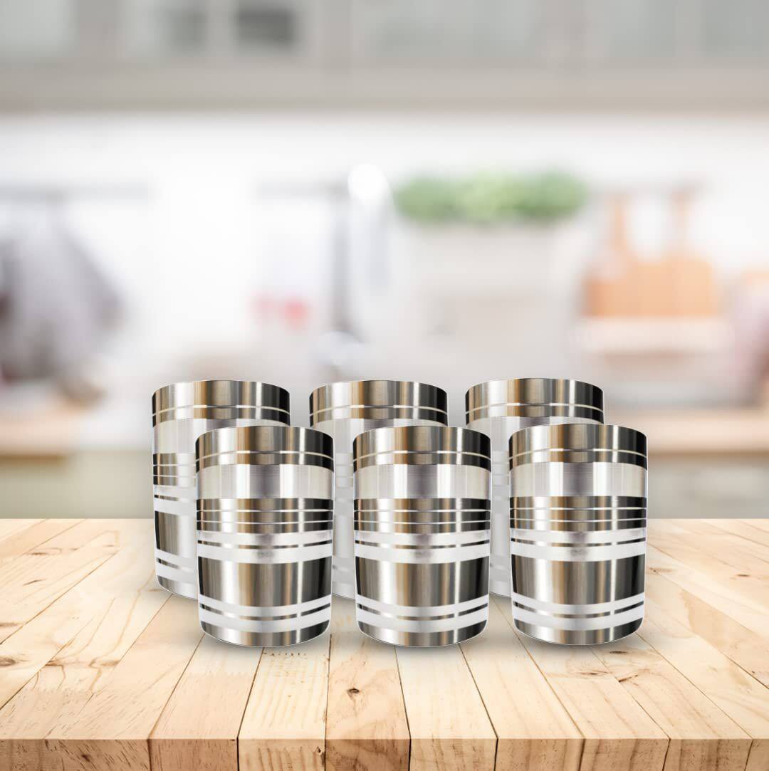 Kuber Industries Stainless Steel Glass Set - 6 Pieces