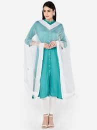  Dupatta Bazaar Silver-Toned Sequinned Dupatta