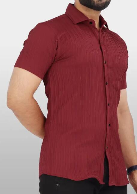 VeBNoR Men Regular Fit Solid Spread Collar Casual Shirt