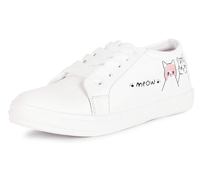 Vendoz Women's Fashion White Casual Sneakers