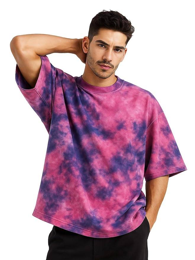 Veirdo® 100% Pure Cotton Tie &amp; Dye Oversized Men’s T-Shirt