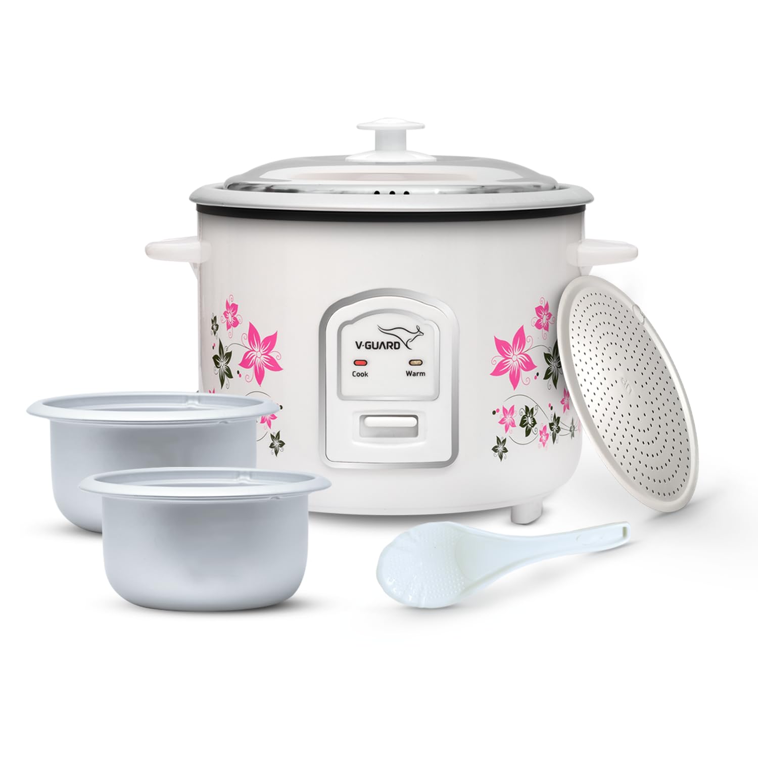 V-Guard VRC 1.8C with 2 Pots Electric Rice Cooker – 1.8 L, White