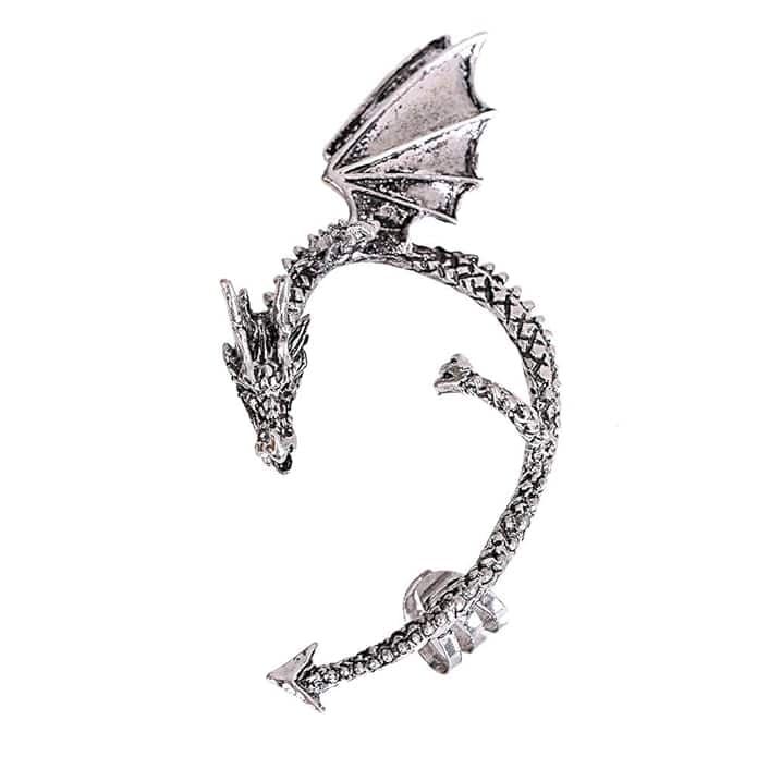Via Mazzini Clip-On Antique Silver Dragon Ear Cuff Via Mazzini Clip-On Antique Silver Dragon Ear Cuff