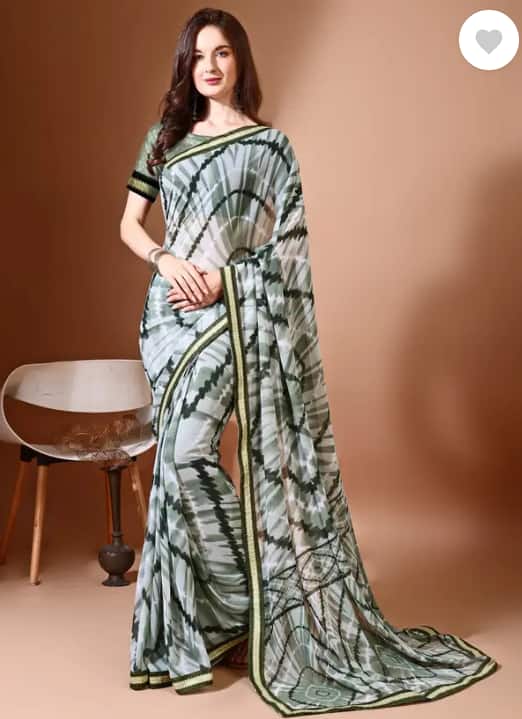 VIBHAGYAA Printed Daily Wear Chiffon Saree (Grey)