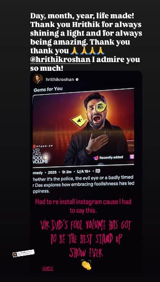 Vir Das Instagram Story Vir Das Instagram Story