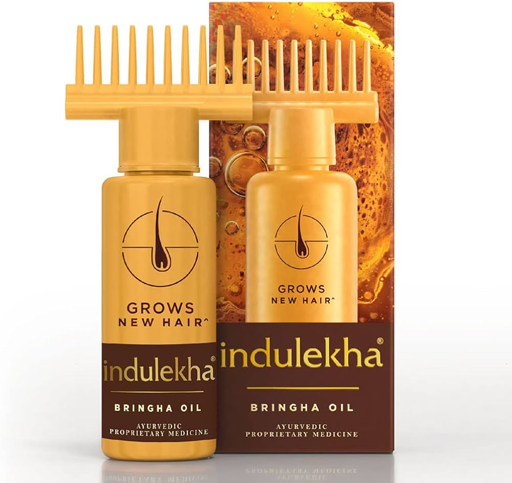  indulekha Bringha Hair Oil with Amla &amp; Almond to Reduce Hair Fall &amp; Grow New Hair - 120 ml