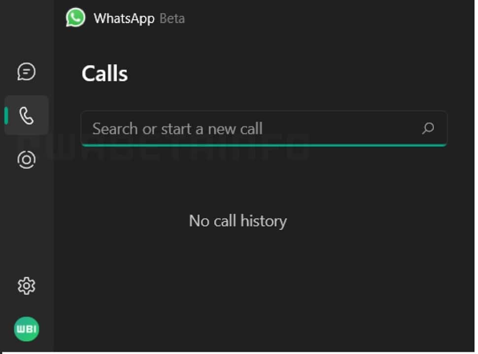 WhatsApp desktop app call