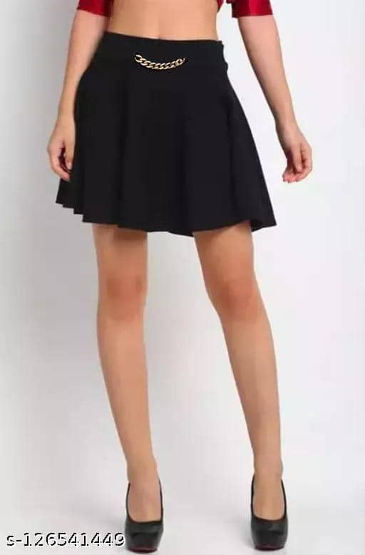 Eddlees's Solid Women Flared Black Skirt