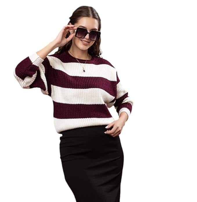 Wear Lusso Women’s Wool Color Block Stripe Pullover Sweater
