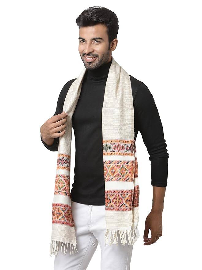 Weavers Villa Acro Wool Men’s Muffler (Cream)