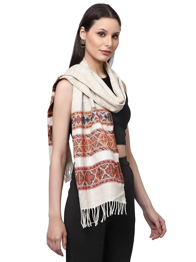 Weavers Villa Acro Wool Women’s Muffler (Cream)