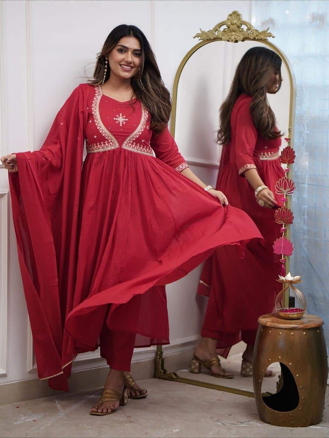 KALINI Embroidered Anarkali Kurta Set