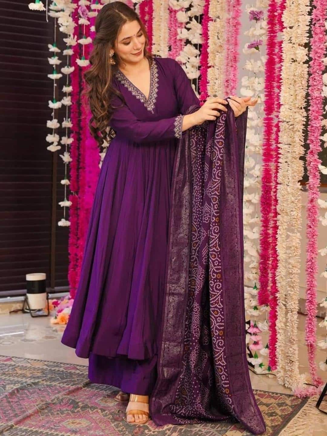 ZIRVI Embroidered Anarkali Kurta Set
