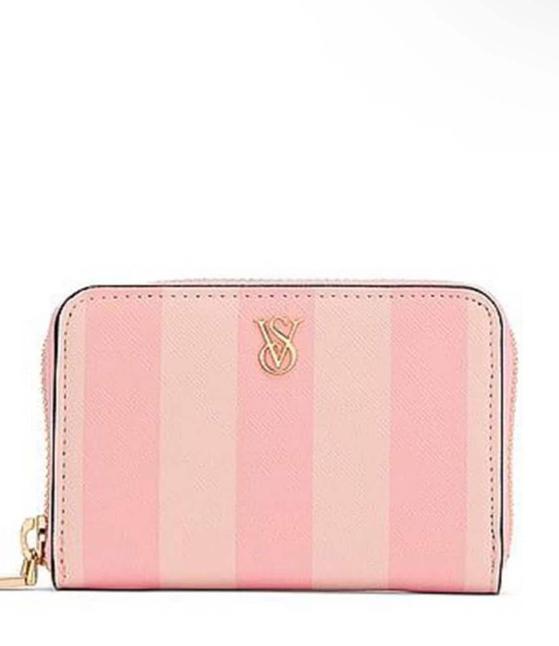 Victoria's Secret Women Striped PU Zip Around Wallet