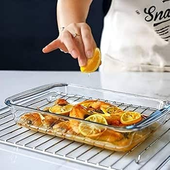  Femora Transparent Borosilicate Glass Microwave Safe Rectangle Baking Dish- 1600 ml