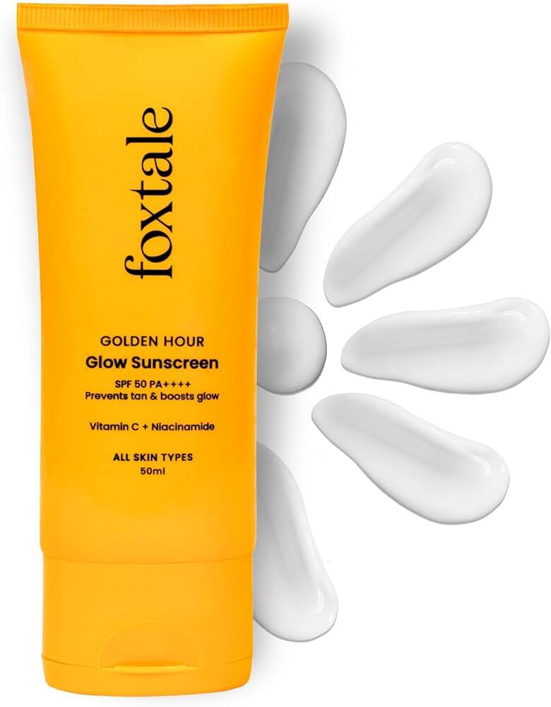  FoxTale SPF 50 Glow Sunscreen with PA++++, Vitamin C &amp; Niacinamide - 50 ml