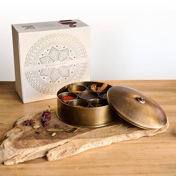 YFL Home Brass Spice Box