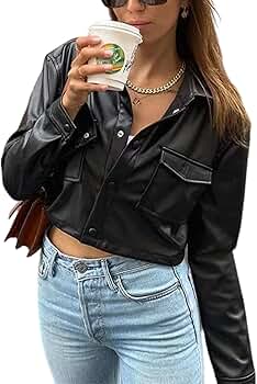  StyleCast Black Spread Collar Crop Leather Jacket