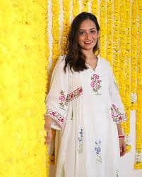 Sivaka India Women Floral Printed Panelled Gotta Patti Pure Cotton Kurta with Trousers